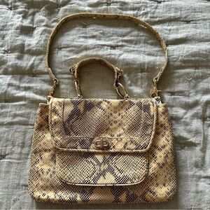 Rebecca Minkoff. Cream snake skin leather shoulder bag